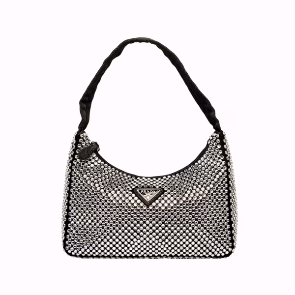 Prada Re-Edition mini satin bag with crystals