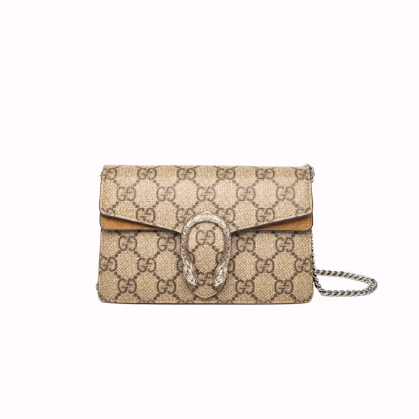 Gucci Beige GG Supreme Canvas and Leather Dionysus Wallet On Chain