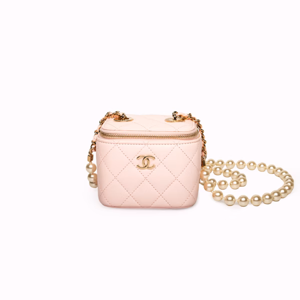 Chanel Vanity Case with Pearl Chain Quilted Lambskin Mini