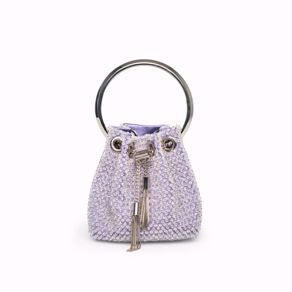 Jimmy Choo Bon Bon Micro embellished satin bucket bag